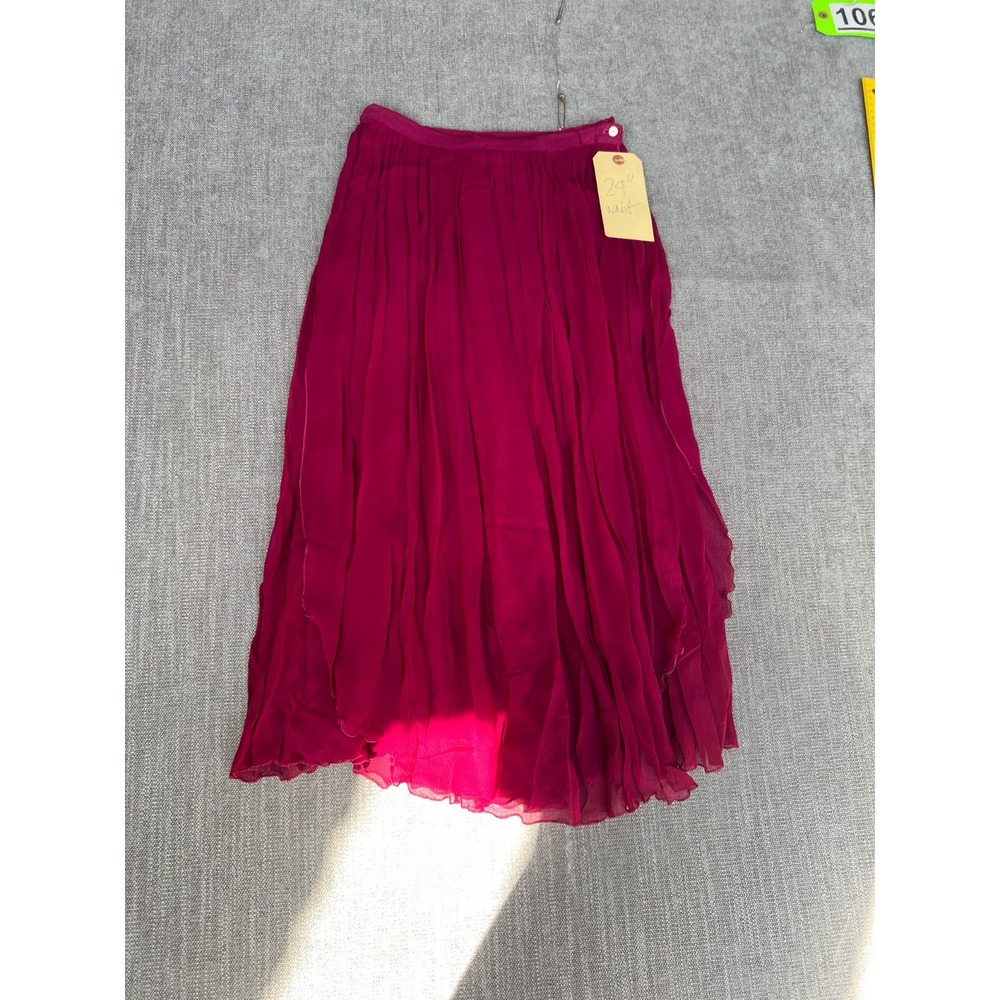 Vintage Saint Tropez West Midi Skirt Womens 24W Magenta Pink Chiffon Pleated
